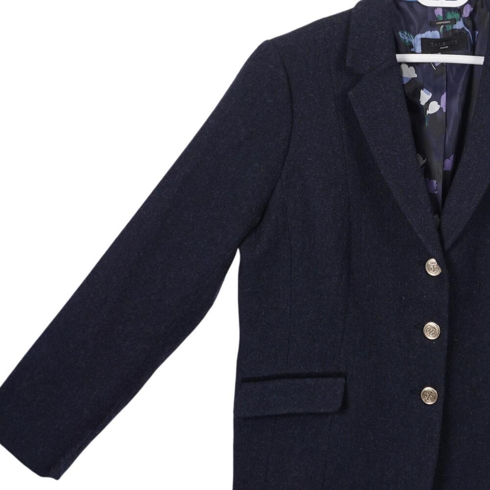 Talbots Aberdeen Blazer 16P Blue Wool Blend Lined Pockets 3-Button Jacket Office - Picture 2 of 9